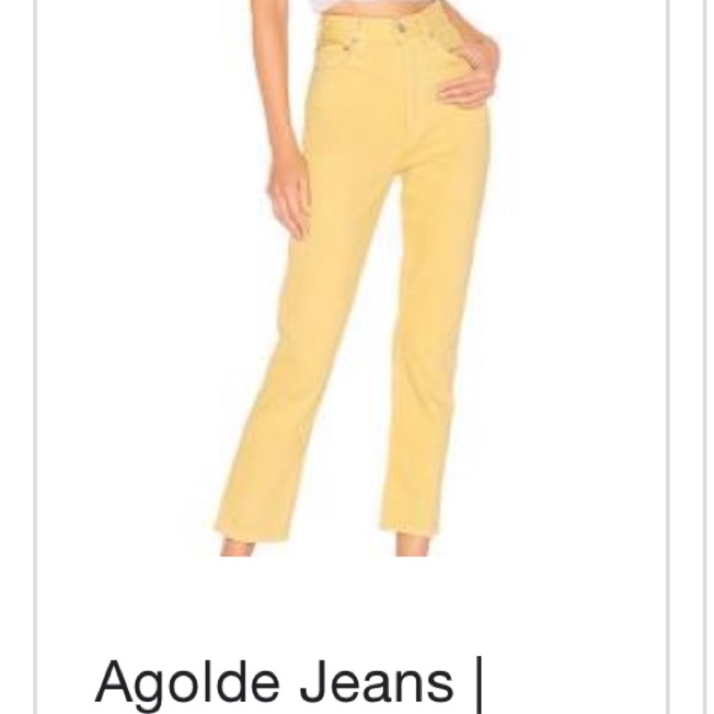 Agolde High Rise Straight Jeans in Pastel Yellow